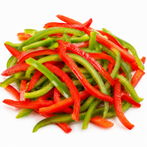 Pimiento rojo, verde corte juliana