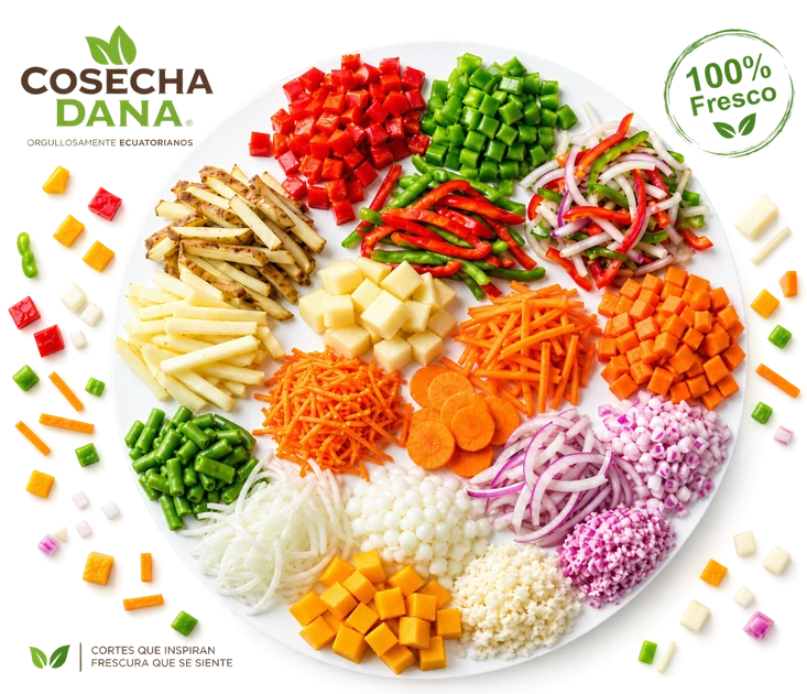 Cosecha Dana plato de vegetales cortados 100 por ciento fresco